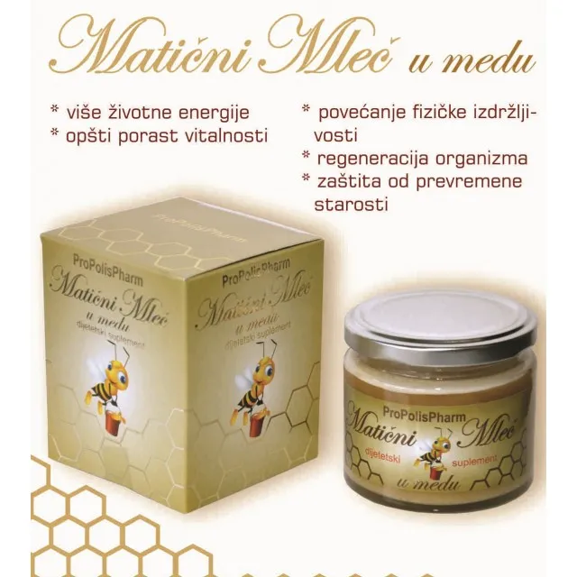 Matični mleč je prirodni proizvod koji proizvode pčele radilice i koristi se za ishranu matice Royal jelly is a natural product produced by worker bees and used to feed the queen